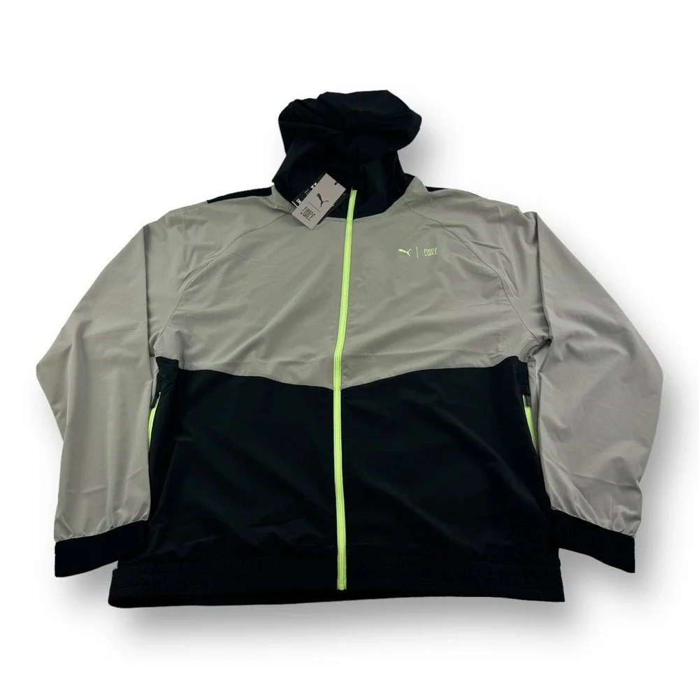 NWT Puma x First Mile Gray DryCell Full Zip Hooded Stretch Blend Active Jacket L